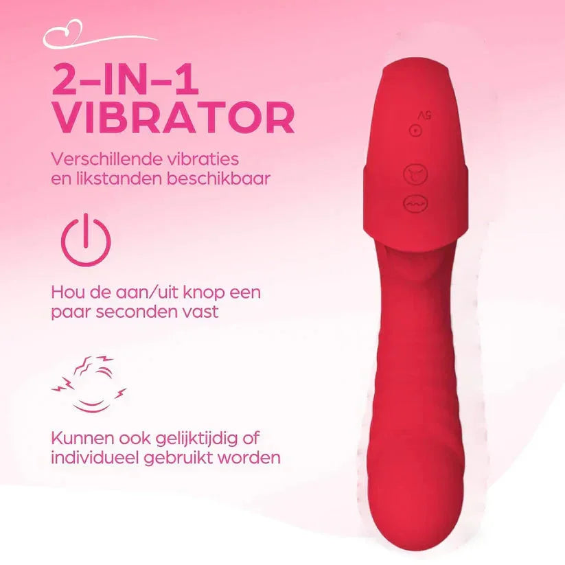 💥Dokonalý vibrátor 2 v 1 pro strkání a líbání - Uvolněte potěšení a uspokojení